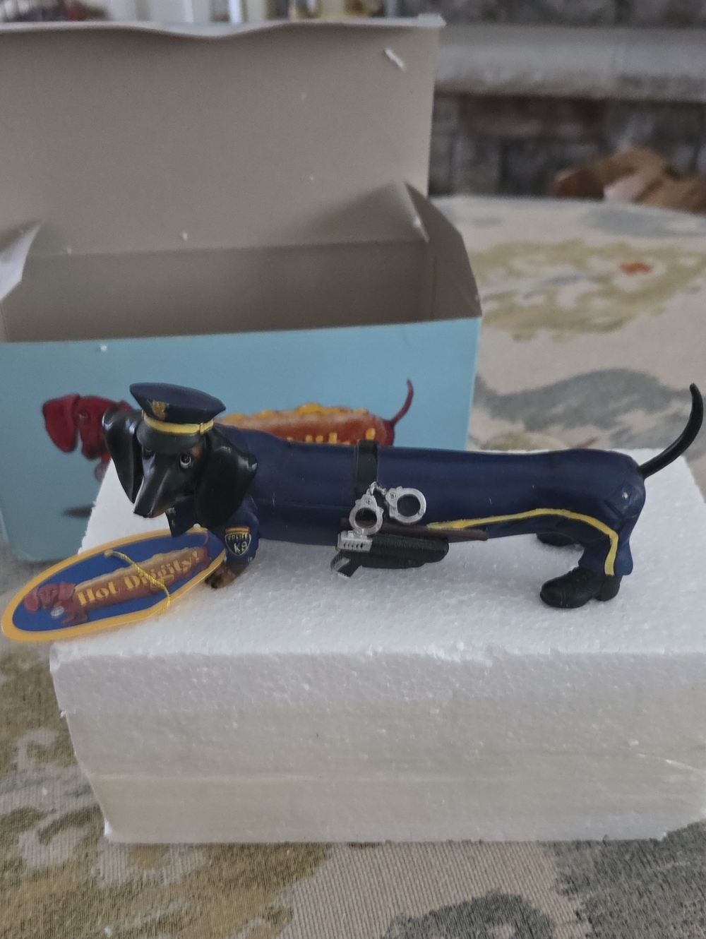 Hoy Diggity Police Dachshund Figurine - Navy Blue